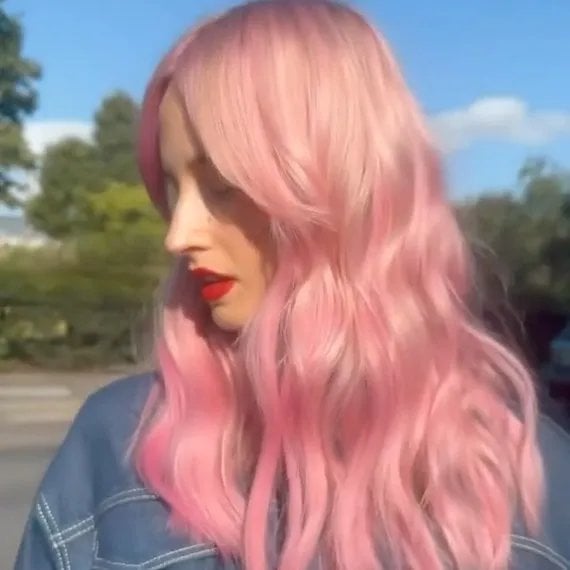 Mid-Back Vibrant Pink With Lighter Undertones, Close-Up Take Mid-Back Vibrant Pink With Lighter Undertones, Close-Up Take — Pink Hair Dye Inspiration