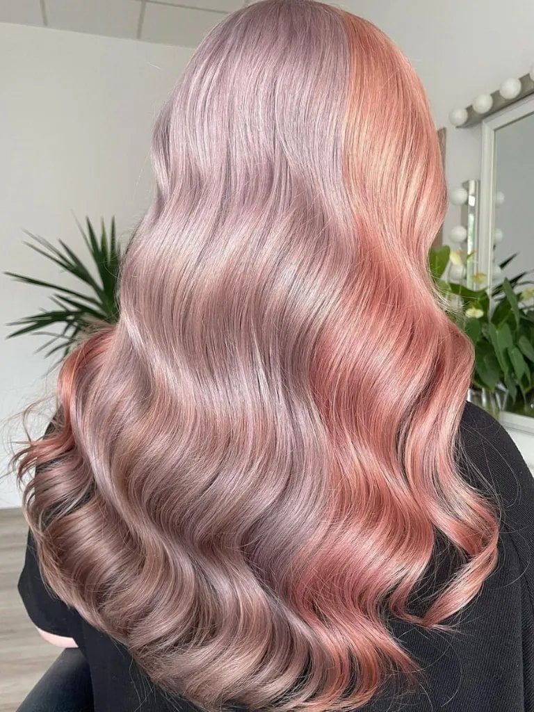 Rose Gold Pink Blend With Root Melt Rose Gold Pink Blend With Root Melt — Pink Hair Dye Inspiration