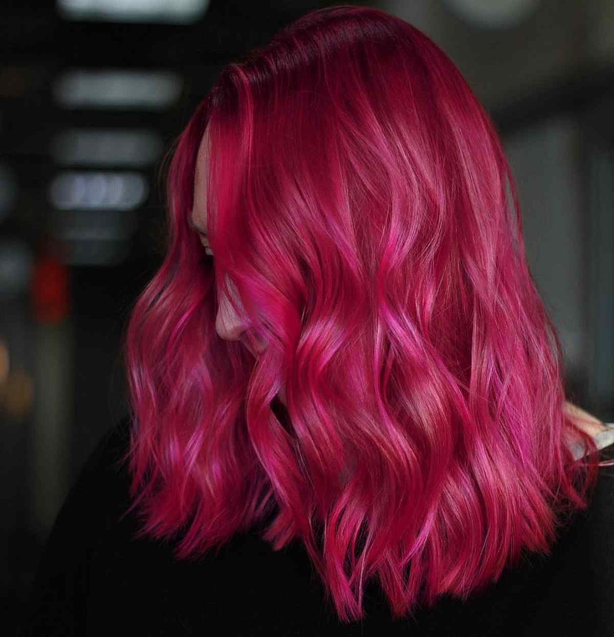Mid-Back Vibrant Pink With Lighter Highlights Mid-Back Vibrant Pink With Lighter Highlights — Pink Hair Dye Inspiration