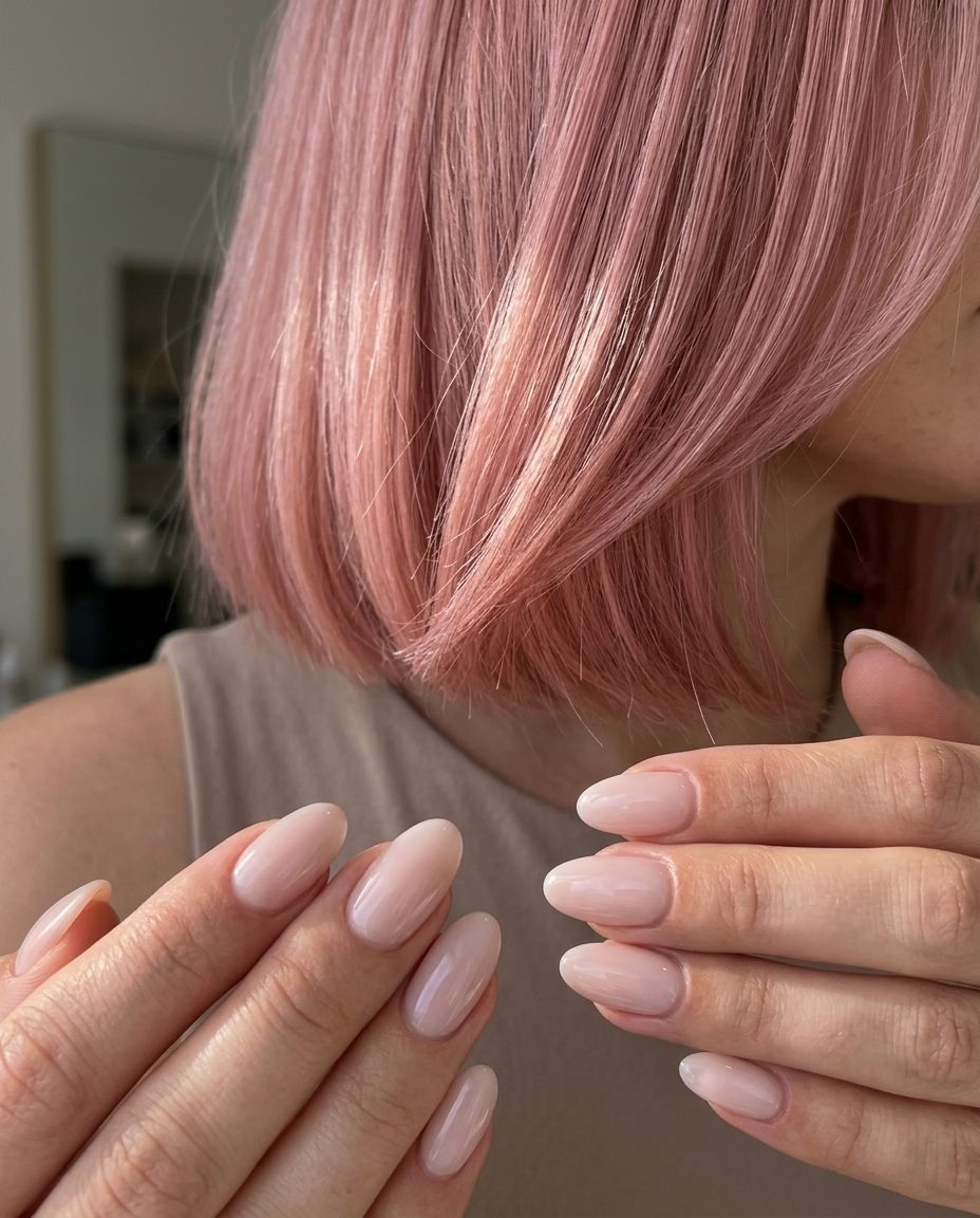 Milky Rose Quartz Oval Nails 2026 | Elegant Style Pale Rose Quartz Milky Oval nails for wedding guests and formal events. Sophisticated pink summer nails 2026.