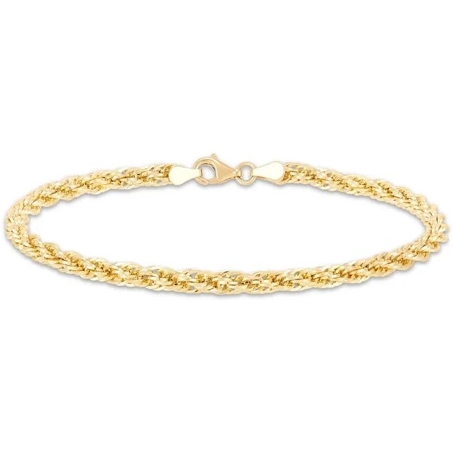 accessory 10K Yellow Gold Hollow Diamond-Cut Rope Chain Bracelet, 7.5" Kay Jewelers $299.99