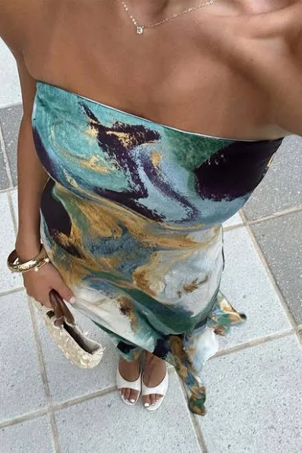 dress 12th Tribe Natalia Strapless Watercolor Maxi Dress 12th Tribe $88