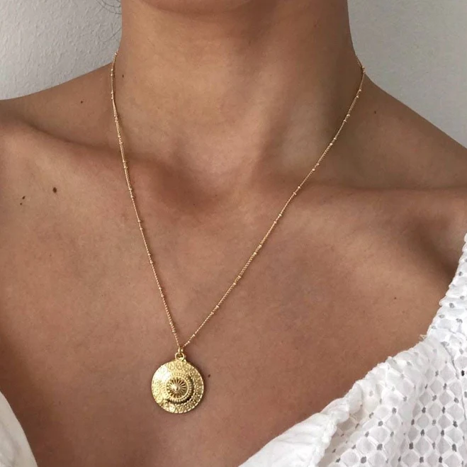 accessory 14K Gold Dainty Disk Necklace Etsy - Elanistudio $56.25