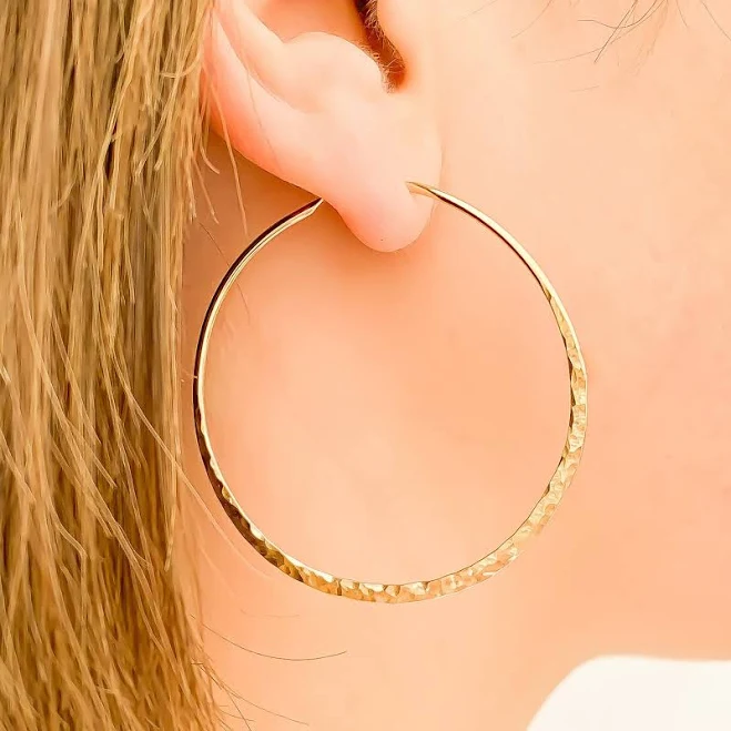 accessory 14K Gold Filled Hammered Hoop Earrings Etsy - hoopsbyhand $36.6