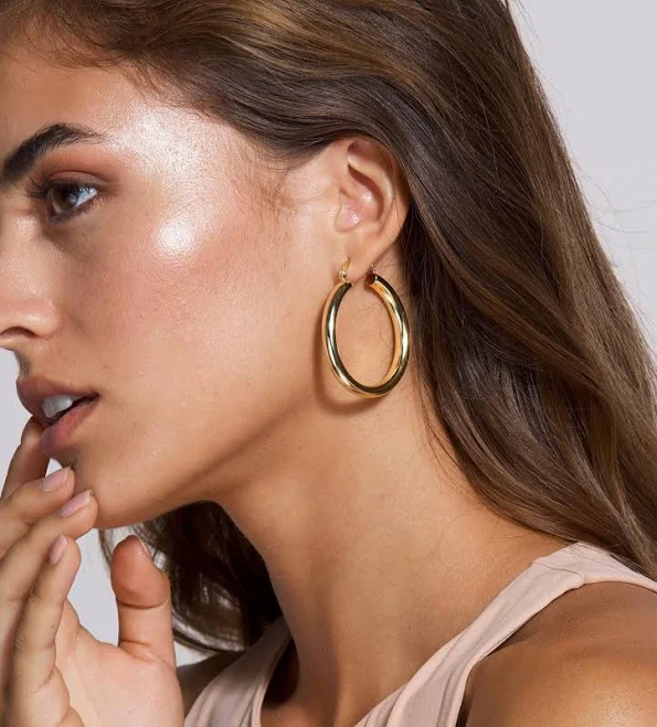 accessory 14K Gold Large Hoop Earrings Etsy - DarlingJewelryStudio $39.63