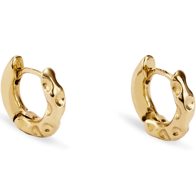 accessory 14K Gold PVD Mini Textured Hoop Earrings Hey Harper Shop US $69