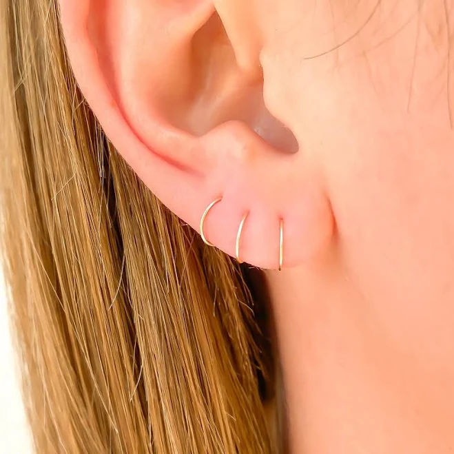 accessory 14K Solid Gold Dainty Hoop Earrings Etsy - hoopsbyhand $29.3