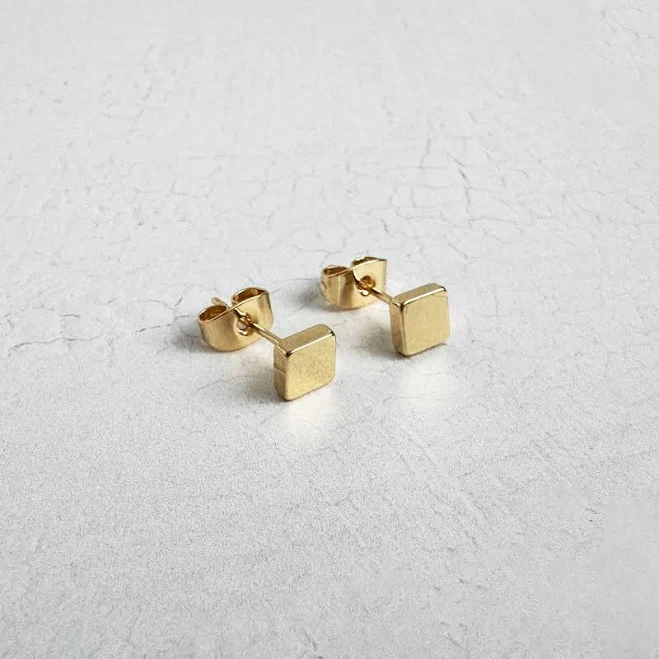 accessory 18K Gold Geometric Stud Earrings RusticGemJewelry $20