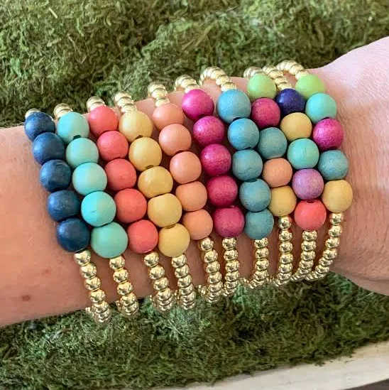 accessory 18K Gold Plated Wooden Bead Bracelet Etsy - Seller $13