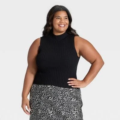 top A New Day Women's Sleeveless High Neck Ribbed Sweater Target $25