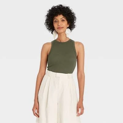 top A New Day Women's Slim Fit Ribbed Tank Top Target $4.4