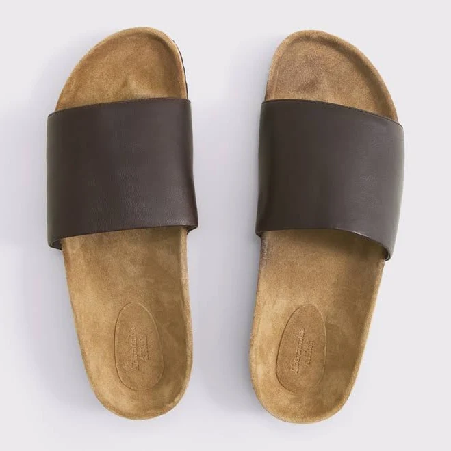shoes Abercrombie & Fitch Men's Leather Slide Sandals Abercrombie & Fitch $59.99