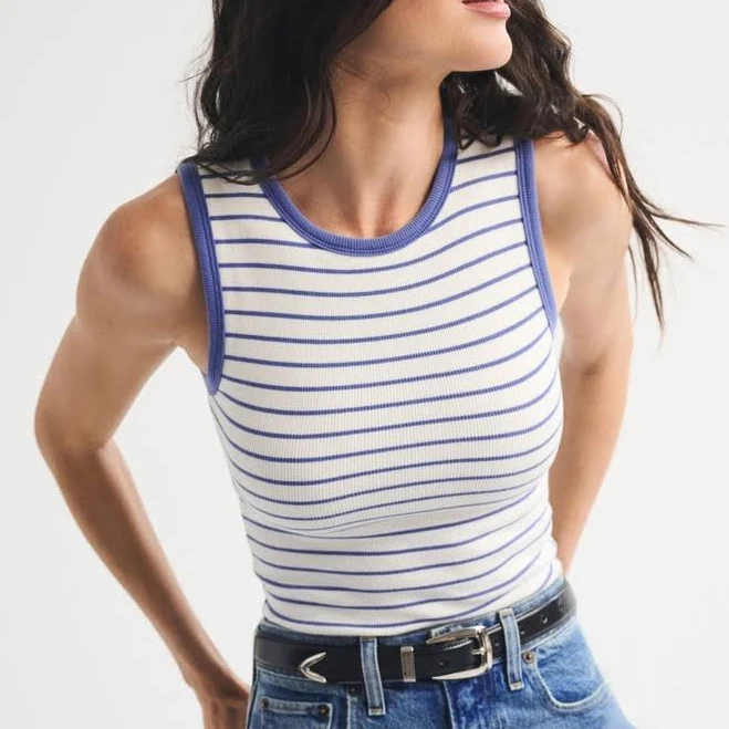 top Abercrombie & Fitch Women's Bra-Free Rib High-Neck Tank Abercrombie & Fitch $18.99