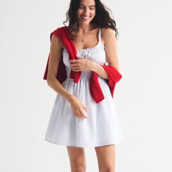 boat outfits Abercrombie & Fitch Women's Bra-Free Smocked Waist Mini Dress Abercrombie & Fitch $80
