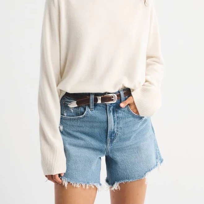 bottom Abercrombie & Fitch Women's High Rise Dad Short Abercrombie & Fitch $70