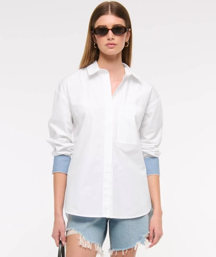 top Abercrombie & Fitch Women's Oversized Poplin Shirt Abercrombie & Fitch $60