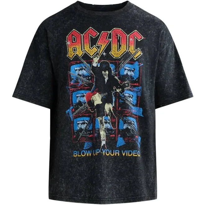 top ACDC Men's Oversized Graphic Band Tee eBay $19.98
