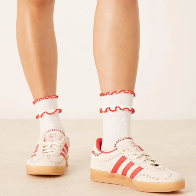 shoes adidas Originals Gazelle indoor sneakers in white and red ASOS $66
