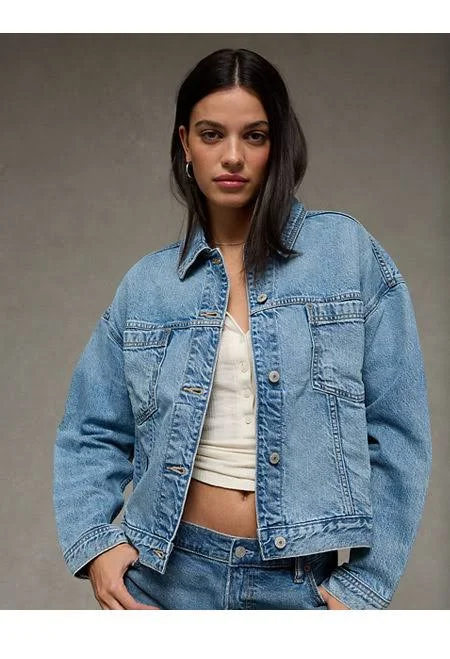 outerwear AE Swing Denim Jacket American Eagle Outfitters $84.95