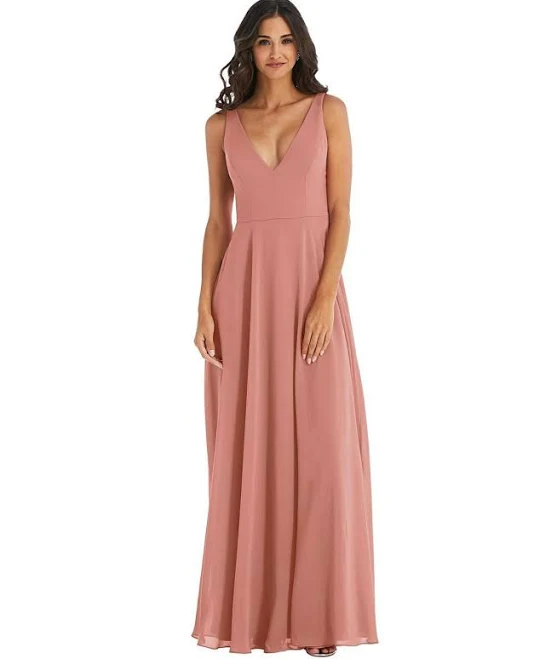 dress After Six Women's Deep V-Neck Chiffon Maxi Dress Macy's $170