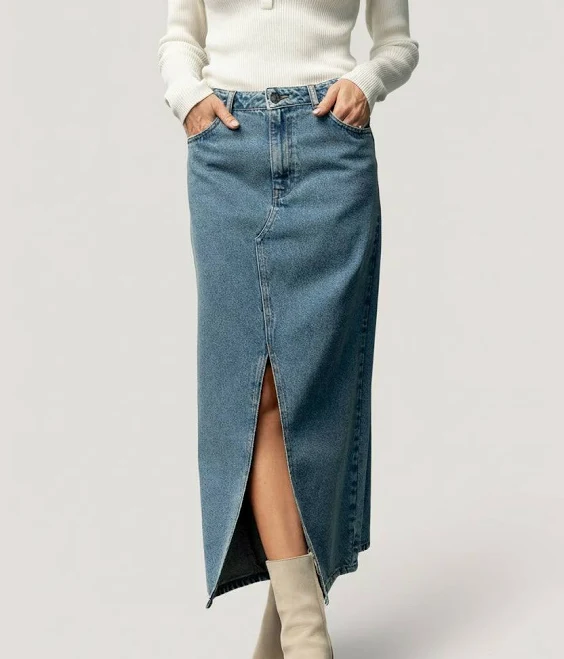 skirt Aleksa Denim Midi Skirt Baltic Born $47.4