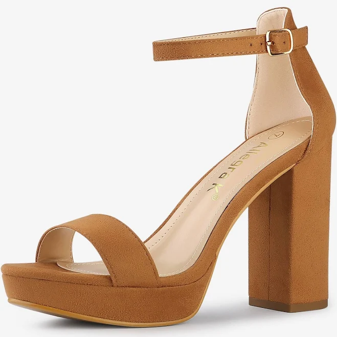 shoes Allegra K Faux Suede Ankle Strap Platform Chunky Heel Sandals Allegra K $54.04