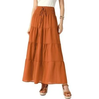 bottoms Allegra K Women's Boho Smocked Elastic Waist Tiered Maxi Skirt Target $33.99