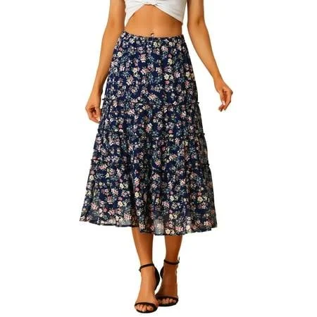skirt Allegra K Women's Floral Chiffon A-Line Skirt Walmart - Tasharina Corp $33.99