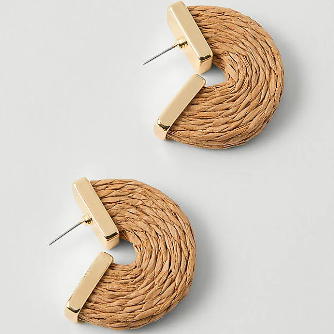 accessory Ann Taylor Women's Raffia Hoop Earrings Ann Taylor $20.93