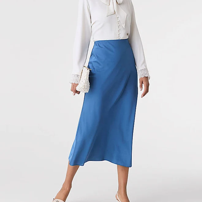 skirt Ann Taylor Women's Satin Bias Midi Slip Skirt Ann Taylor $42