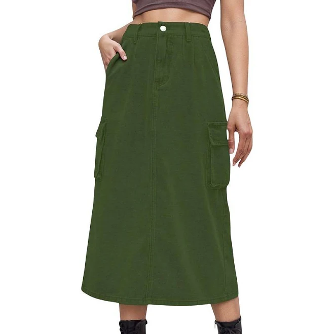skirt Anna-Kaci Women's Utility Midi Skirt with Side Cargo Pockets Kohl's $51.3