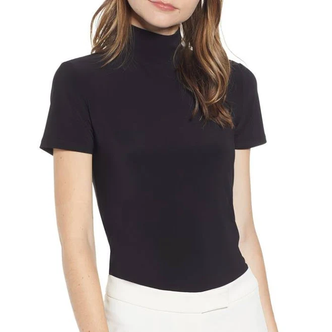 top Anne Klein Women's Short-Sleeve Mock-Neck Jersey Knit Top Nordstrom $39.53