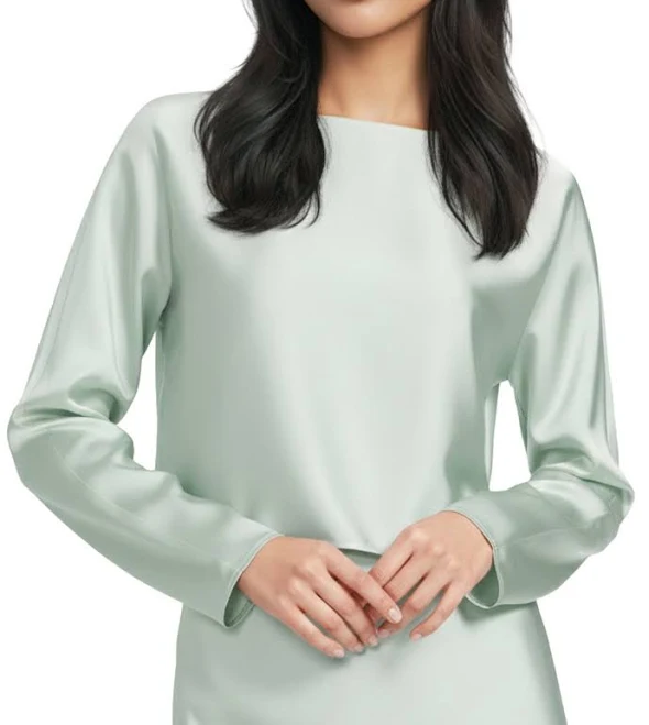 top Antonio Melani Blyss Satin Long Sleeve Boat Neck Blouse Dillard's $79