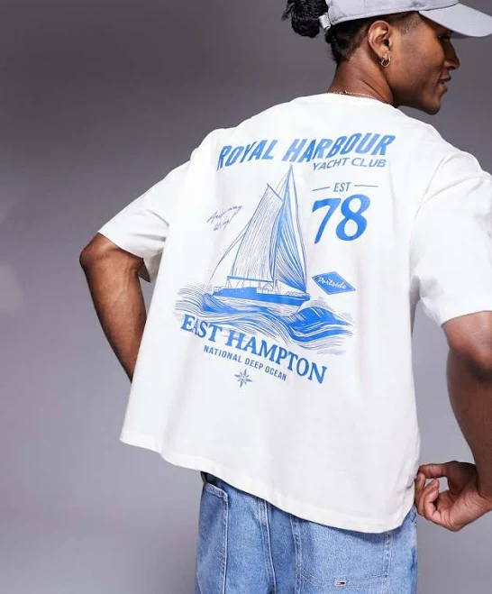 top ASOS Design Boxy Oversized T-Shirt with Sailing Graphic ASOS $19.49