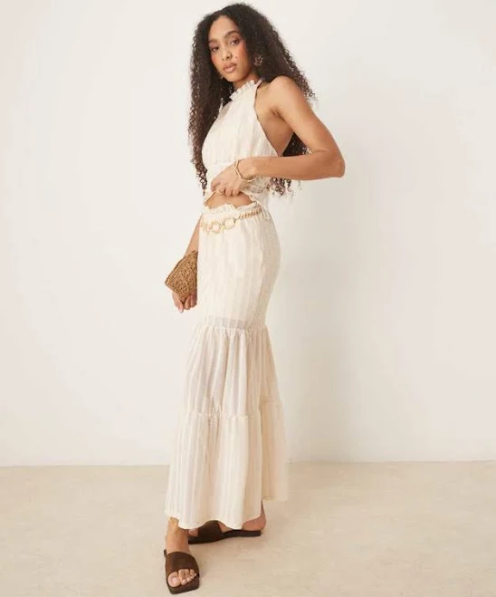 bottom ASOS DESIGN Textured Tiered Maxi Skirt ASOS $30.5