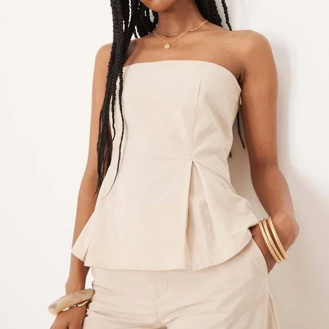 matching set ASOS Linen Blend Cinch Waist Bandeau Top ASOS $28.49