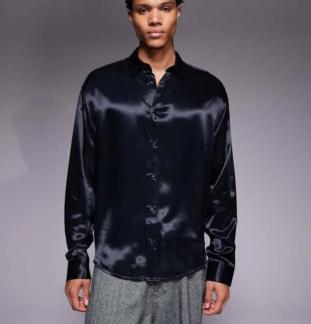 top ASOS Oversized Satin Shirt ASOS $59.99