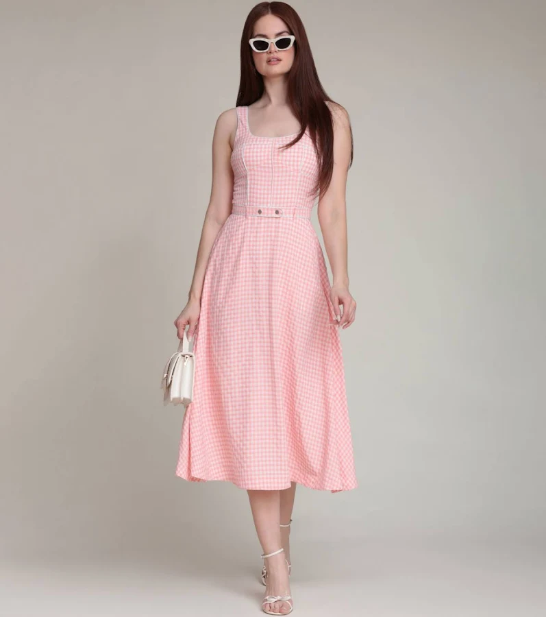 dress AVEC LES FILLES Women's Gingham Checkered Bustier Midi Dress Macy's $138