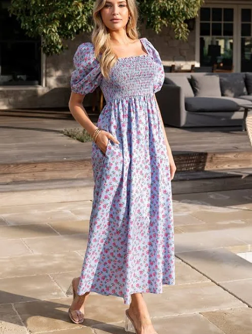 dress Baltic Born Women's Haddie Smocked Midi Dress Baltic Born $68.4