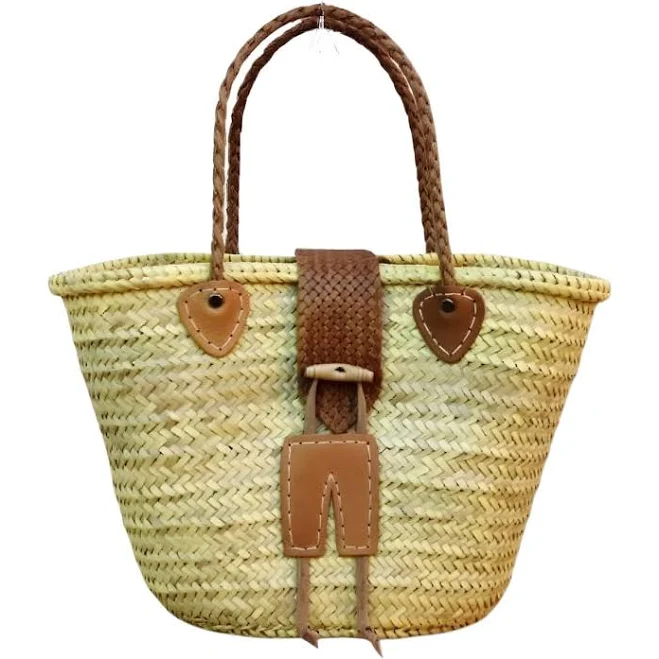 bag Beach Market Handwoven Leather-Trimmed Straw Tote Bag Marrakeche Crafts $93