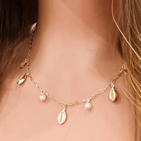 accessory Beachy Charm Layer Piece Cowrie Shell Necklace Haus of Monogram $44.95