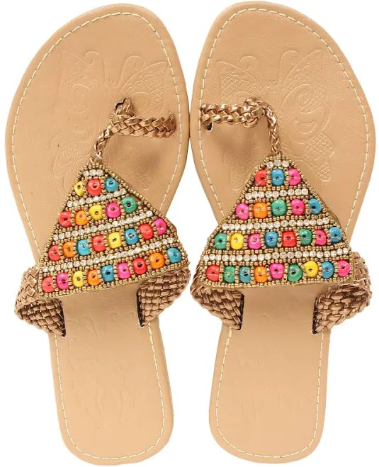 shoes Bead-work Slippers Exotic India Art $35