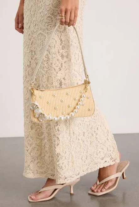 bag Betsey Johnson Raffia Pearl Shoulder Bag Lulus $98