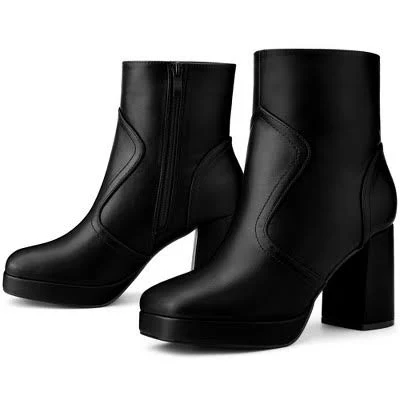 shoes Blissful Step Women's Squared Toe Chunky Heel Platform Boots Target $48.79