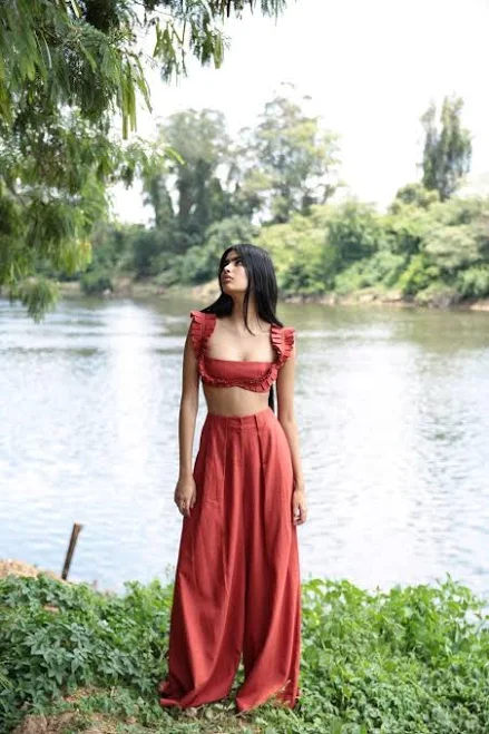 matching set Boho Linen Crop Top and Wide Leg Pants Set Etsy - Seller $95.96