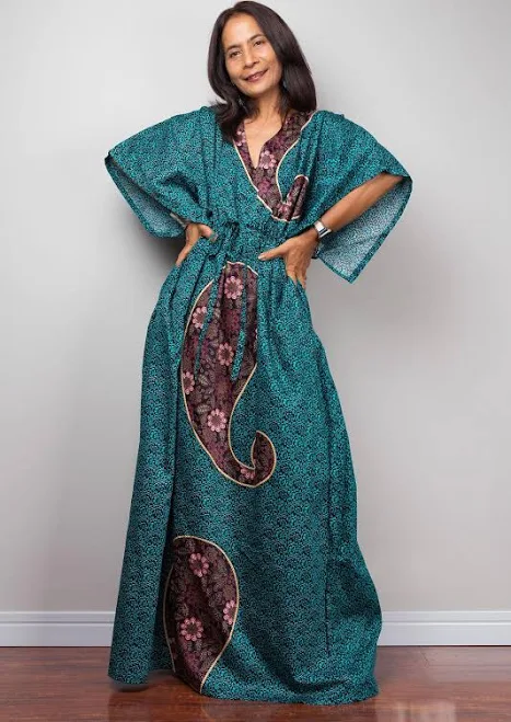 dress Boho Paisley Cotton Maxi Dress with Pockets Etsy - Nuichan $93