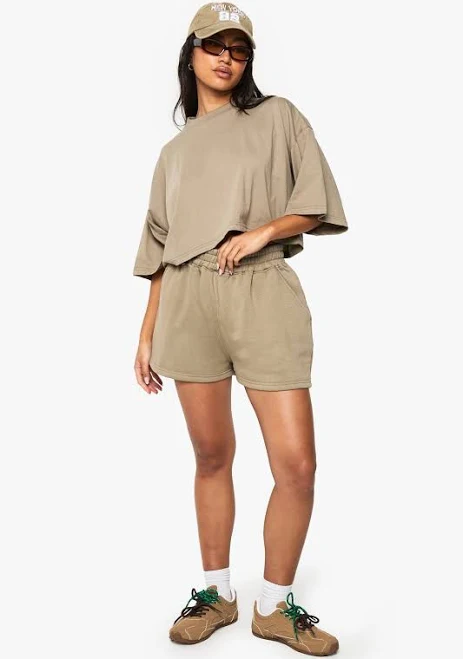 matching set Boohoo Boxy Crop T-Shirt and Short Matching Set boohoo USA $25.6