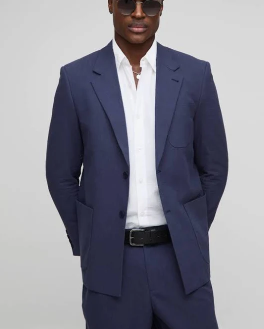 blazer boohooMAN Men's Relaxed Fit Linen Blend Blazer boohooMAN US $39