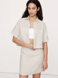 top Boxy Linen Cropped Shirt gap.com $29.97