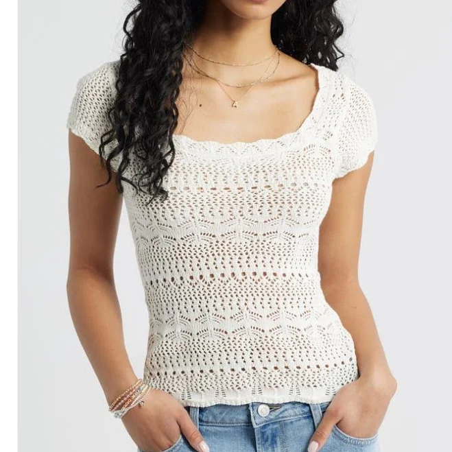 top BP. Cotton Pointelle T-Shirt in Ivory at Nordstrom, Size Large Nordstrom $39.5